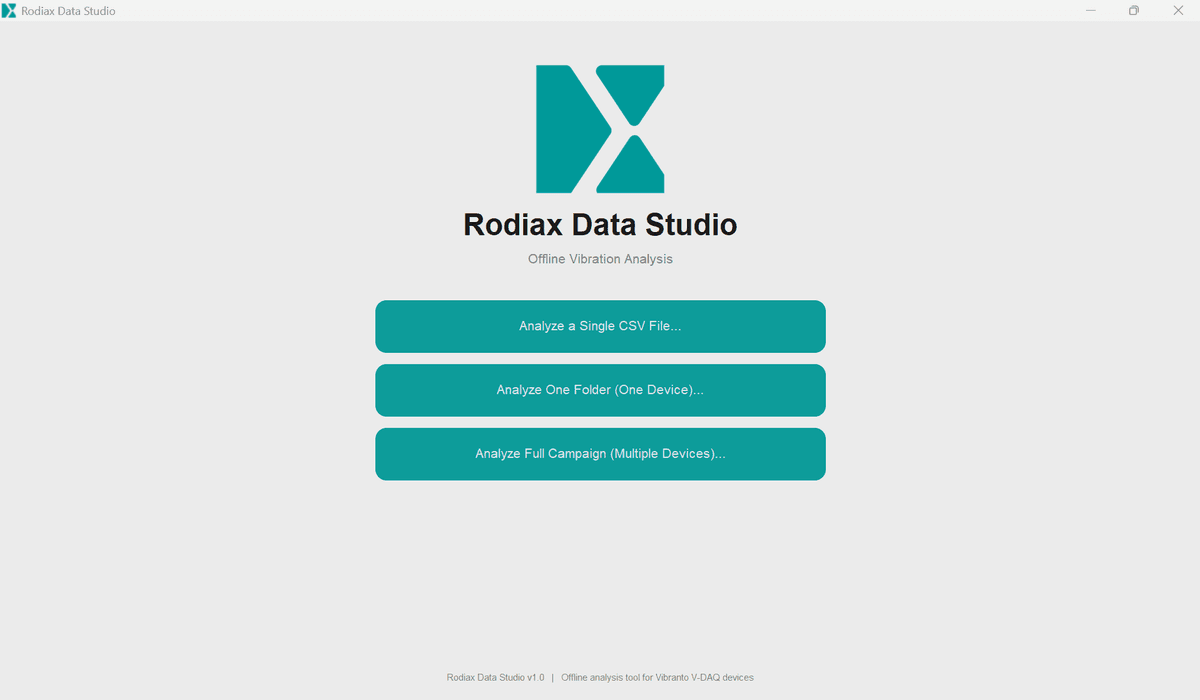 Rodiax Data Studio launch screen